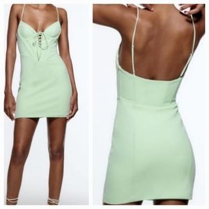 Zara Summer Bodycon Mini Green Dress Size